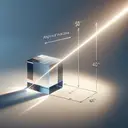 Create an image displaying the concept of refraction in action. Show a single beam of light coming in from the left, hitting a clear block of material situated in the middle of the frame. Display the light beam hitting the material at a 50-degree angle, which should be indicated by a curved line and the numerical value next to it. Then, show the light beam exiting the material at a 40-degree angle, similarly indicated. Remember to keep the image text-free, focusing purely on visually representing angles of incidence and refraction.