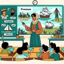 Illustrate a diverse classroom setting where a Middle-Eastern woman, whose hair is tied in a neat bun, is delivering a lecture. On the board behind her, illustrate various scenes from 'The Odyssey' like a large formidable figure depicting guile, sailors mustered on a ship, a gentle meadow, and a scene of revelry. There should also be a word web for pronouns like first-person, second-person, reflexive, and possessive, along with choices of applicable words. Don't forget to portray student engagement in the lesson.