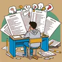 Create an image representing a student struggling with multiple-choice questions related to tobacco use. The image shows an open questionnaire filled with various questions. The student sitting at their desk is confused, trying to make sense of the information, perhaps staring at the question paper with a nonplussed expression. Importantly, the image is text-free and only depicts the described scenario.
