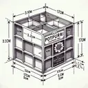 Illustrate an image of a rectangular prism shaped box designed to store potpourri, which is sold in a department store. The box is not drawn to scale but its dimensions are represented on each side, with the measurements being 3.12cm, 17cm, and 5cm respectively. The largest rectangles, which are 17cm by 5cm, are located on the top and bottom of the box. Note that the image should be visually appealing but contain no text or numerics.