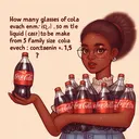how many glasses of cola each to be filled with 150 cu. cm of the