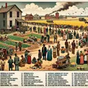 A visual representation of daily life in the South during the American Civil War. The image should depict a scene of struggle and hardship. It might include elements such as impoverished families, people seeking out food, dilapidated buildings, soldiers returning home wounded, bare fields indicating poor harvest, and long queues in front of ration distribution centers. The scene should carry a somber tone, signifying the harsh conditions. Include various individuals with different genders and descents such as Caucasian, Hispanic, Black, Middle-Eastern, and South Asian all enduring the same hardships. One crucial point to remember is that the image should contain no text.