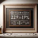 Image of a white chalkboard enclosed in a vintage wooden frame. At the center of the board, visualize a large math equation involving the conversion of a percentage into a fraction. The percentage is 22 2/9%. The equation pieces should be displayed as if being solved, but avoid transcribing numerals or words on the board. Adorn the scene with scattered chalk pieces and an antique brass chalk holder, casting small shadows for a realistic touch. Maintain a soft light illuminating the scene to emphasize the chalkboard.
