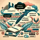 An abstract image depicting elements of literature and analysis - perhaps an open book, a thought bubble symbolizing interpretation, a pen or quill for writing, and mild motifs based on some of the topics mentioned in the prompts like factory, wall, nest and bird, cassette tapes, affluent suburb, barricade, legion of soldiers, crime spree, and desert. Use soft, inviting colors to give an appealing and inviting atmosphere for studying.