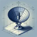 Create a three-dimensional image of a parabolic microphone with a reflecting dish. The cross-section of the dish should be in the shape of a parabola which is 24 inches wide and 9 inches deep. The microphone should be placed at the focus of the parabola. The setup should be oriented in such a way that it is easy to discern the distances and proportions. Please exclude any text in the image.