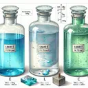 Create a detailed image illustrating three separate large containers, each different in color for distinction. Container one, being light blue, holds liquid E with a density of 1.51g/cm3. Container two, clean white, consist of liquid F with a density of 1.75g/cm3 and the third container, painted serene green holds liquid G with a density of 0.84g/cm3. Each liquid is shown transparent for clarity. Also, near the containers place an object weighing 500g and taking up a volume of 3000cm3, ready to be tested. Remember to remove any text from the image.