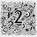 Draw an abstract representation of a mystery. This mystery involves two-digit numbers but specifically focuses on a number that is less than 20 with one of the digits being 2. The image should consist of symbols and mathematical shapes and figures, and should not contain any text.