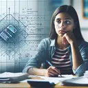 Create an illustrative image that includes: a student, perhaps of Hispanic descent, looking focused and determined studying beside a desk with papers and a calculator on it. Additionally, depict an abstract representation of a compound inequality, seen as a number line with various segments highlighted, echoing the concept underpinning the question. However, do not include any specific mathematical expression or text in the image.