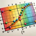 Visualize an image of a brightly colored mathematical graph. Show a straight line passing through points that indicate y and x values. Use markers for the points where y = 14 and x = -4, as well as the point where x = -6. Note: the graph does not have any marker for the y-value corresponding to x = -6 since it is unknown. The line demonstrating this direct proportion should slope downward from left to right, as both x and y values are negative.