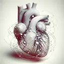 An abstract image featuring a representation of the human heart, showing it's complexity and intricate nature. Focus on depicting the looping structure, making it clear that the heart is divided into multiple sections, which can be interpreted as 'loops'. Please ensure that the image is visually appealing and does not contain any text.