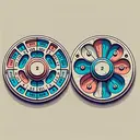 Create an image of two beautifully designed spinners placed side by side. Each spinner should be divided evenly into four sectors, labeled with the numbers from one to four. Position the pointers in a manner they seem to have recently spun and came to rest; the one on the left in sector two, and the one on the right in sector one. Ensure the spinners are colored differently to highlight their individuality yet their shared purpose. Pay heed to aesthetics and use a minimalist approach to the design, omitting any textual reference or figures for a clean and focused illustration