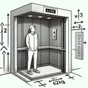 An image depicting a scene pertaining to physics calculations: Picture a 62kg person standing inside an elevator. The elevator is depicted as being in motion, moving upward with arrows indicating a constant speed. The person has a thoughtful expression, perhaps indicating they're calculating something. Note: the image should have no text or numbers.