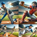 An engaging and intriguing image showing: 1) A Caucasian male pitcher in concentrated action, throwing a baseball towards a Black female catcher in full gear, ready to catch. 2) A South Asian male runner, dashing toward second base with his utmost speed. 3) A Middle Eastern female first baseman, confidently tagging out the same runner. Please ensure these scenes are set on a sunny day in a baseball stadium, filled with cheering audience. The image should contain no text at all.