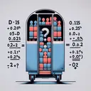 An abstract illustration representing a mathematics problem involving passengers in a train. The train consists of cars which are filled with 15% and 20% of the total passengers. The remainder of the passengers is an unknown value represented by a question mark. The equation D - 0.15d + (0.15d*0.2) + ? and the sum 0.15 + 0.03 = 0.18 are represented visually. The image does not contain any text.