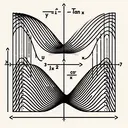 Illustrate an abstract educational image with two segments, each corresponding to a specific mathematical question. The first segment features a simple cosinusoidal wave gently curving up and down, intersecting the x-axis at multiple points - depicting the function f(x)=cos x, while the second segment includes a depiction of the function y= tan x, represented as a series of waves with vertical asymptotes.