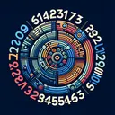 Generate an appealing and abstract mathematical-themed image. The design must include five primary elements that symbolize the five separate numbers mentioned: 321409, 6823617, 13415978, 28469241, and 976315463. These elements must be intricately arranged, reflecting the concept of rounding off each to the nearest 100000. Make sure that there is no text in the image.