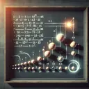 Illustrate a serene mathematical themed environment with a classic chalkboard. On the chalkboard, visualize an arithmetic progression with a subtle glow hinting the progression difference of 15. Do not include any text but instead use spheres to denote the terms in the progression with the eleventh sphere shining more brightly to indicate its sum value as a symbolic representation of the total sum equaling 891. Create additional spheres, these ones even brighter to represent the 28th and 45th terms. However, avoid showing any number or text in the image.