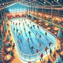 An illustrative representation of a cozy ice skating rink with a vibrant atmosphere. The rink is well-lit and full of skaters of various descents and genders, all gliding on the ice with ease and delight. The environment is thriving with energy and warmth amidst the chill of the ice. Please note, the image should not contain any text or numbers.