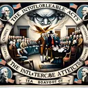 Create an image depicting a symbolic interpretation of: the Intolerable Acts' impact on the American colonies during colonial times. Show the colonists unifying together, a British governmental figure symbolizing authority, and a reference to the Boston Tea Party symbolizing a tea boycott.