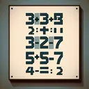 Create an image that features a mathematical equation with a missing numerator. The equation should be 3257 plus an unknown numeric value, which ends in 57, equals 5457. The image should also represent four potential answers, which are: 57, 22, 86, and 32. The format should be visually engaging, yet free of any text.