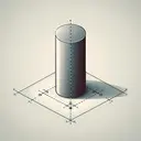 Create an illustrative image of a mathematical problem setup without written text or numbers. Depict a simple, upright standing cylinder on a flat surface. The cylinder should be rendered in a realistic style with gray shading to suggest metallic material. The height and the diameter of the cylinder should be marked with dotted lines but without any numeric values provided. No other objects should be in the image.