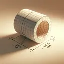 An animated image showing the geometric visualization of a right circular cylinder where the height is indicated to be 28 cm and the diameter is defined to be 15.5 cm. The cylinder, appearing like a roll of paper, rests horizontally on a neutral background. Emphasize the measurements and the 3D form of the cylinder visually so that viewers understand the task. The image should aim to illustrate the concept of calculating the surface area.