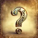 An engaging image displaying a vintage depiction of three individual numbers: 4, 5, and 6. Each of these numbers is distinct, standing alone, and shown in a polished brass texture. They should be presented on a contrasting background with a curious question mark overshadowing them. The feel of the image should be puzzling and mystical, encouraging the viewer to solve a riddle. No text should be included in the actual image.