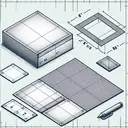 Generate an image of an 8 inch by 10 inch rectangular sheet of paper lying flat on a desktop. Four corners of the paper should have squares marked for cutting. An illustrative dotted line should indicate the cut to be made. Next to this, show a visual of the same paper with its corners cut and the flaps folded up to form an open-topped box. The scene should be clear, detailed, and compelling, but contain no text.