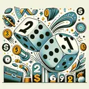 Create a playful illustration which symbolizes chance and expectation. In the center, there are two rolling dice, each on a separate trajectory. On one side of the image, visualize the winning numbers 2, 3, 4, 10, 11, and 12 surrounded by symbols of prosperity such as coins and money envelopes. On the other side, represent the losing numbers 5, 6, 7, 8, 9 with visual symbols of loss or subtraction, for instance a fallen stack of coins or an empty wallet. The image should be fashioned in an engaging and sportsmanlike manner. No text should be included.