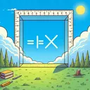 Create an illustration representing a large square in a grassy field under a bright blue sky. The square should be perfectly symmetrical with a measurement scale beside it indicating the side length. To signify the mathematical relation to area, include a multiplication symbol inside the square. For example, you could depict two smaller squares inside the larger one, each representing '12x', to visually interpret an area of '144x^2'. However, remember not to include any textual information or explicit answers to the question from the prompt.