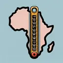 An educational and engaging illustration symbolizing the concept of scale in cartography. The image should show a generic map with two distinctive points marked 7 cm apart, with a visual emphasis on the measurement tool being used. The points should be on an African continent silhouette to represent South Africa. Remember to exclude any text from the artwork.